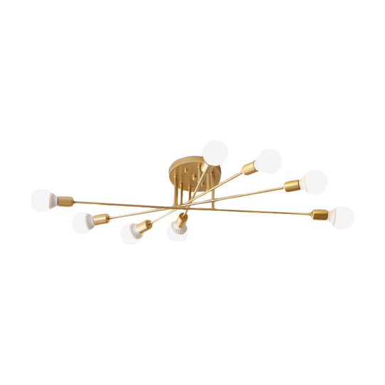 Haven Modern Semi - Flush Mount Chandelier: Bold Style With Exposed Bulbs For Your Bedroom