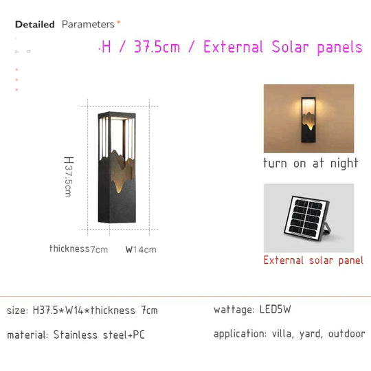 Anaïs’s Waterproof Solar Led Outdoor Light - Chic Garden And Street Lamps Wall