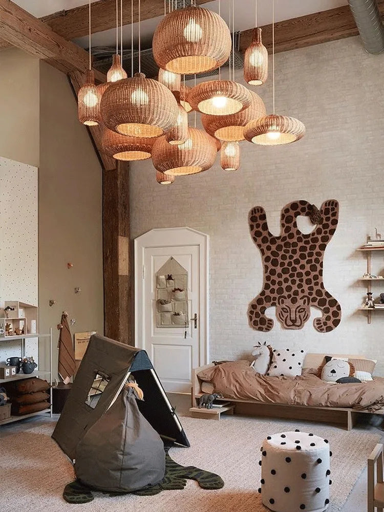 Vintage Handmade Rattan Pendant Light - Creative Lighting for Dining R ...