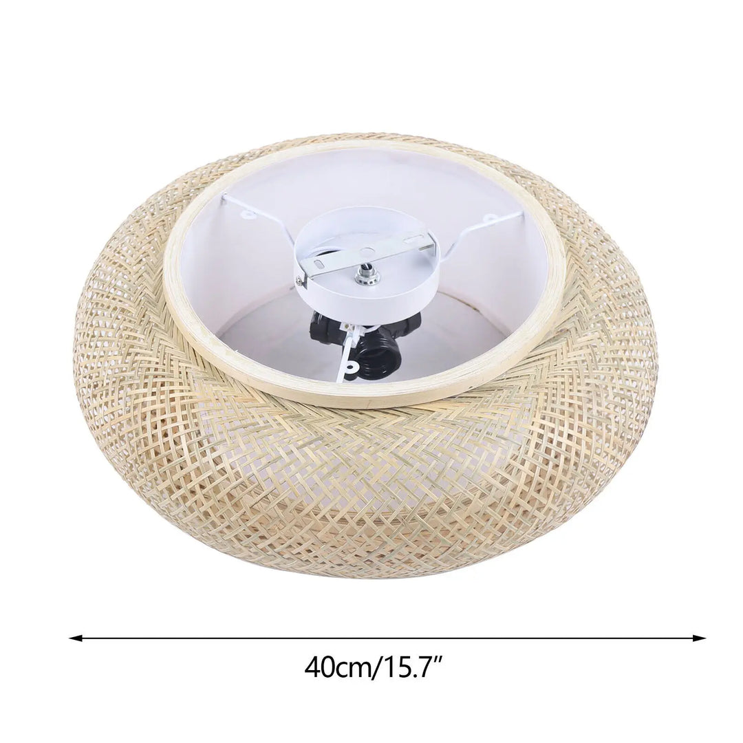 40Cm Bamboo Wicker Rattan Ceiling Light Fixture - Asian Art Flush Mount Pendant Lamp Ceiling Light